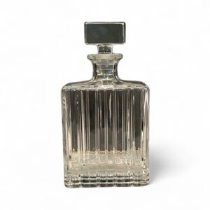 Clear Glass Ribbed Decanter with Stopper - Unbranded
